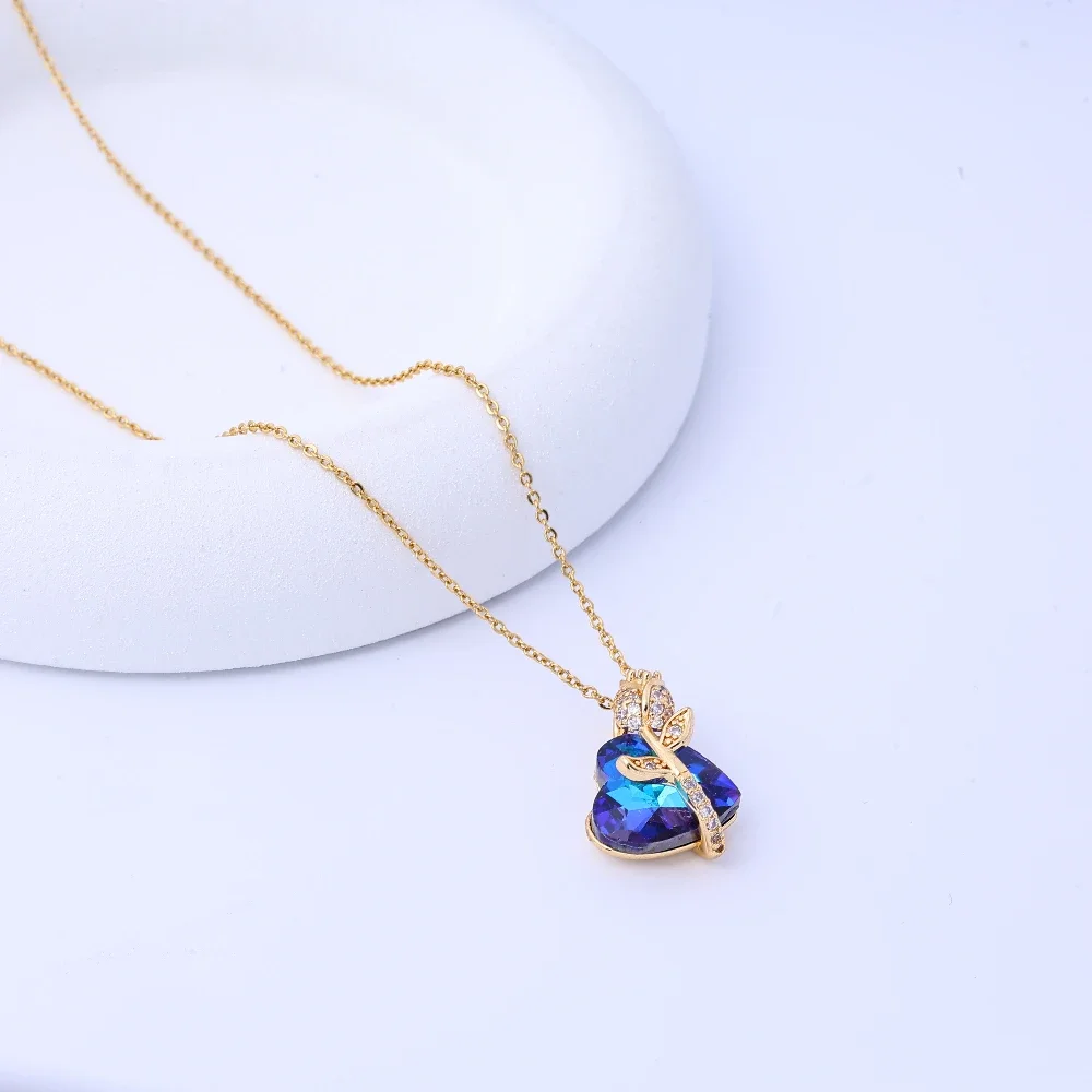 Heart of the Ocean Titanium Steel Fade Necklace Love Rose Niche Light Luxury Feminine Clavicle Chain Versatile Sense of Luxury