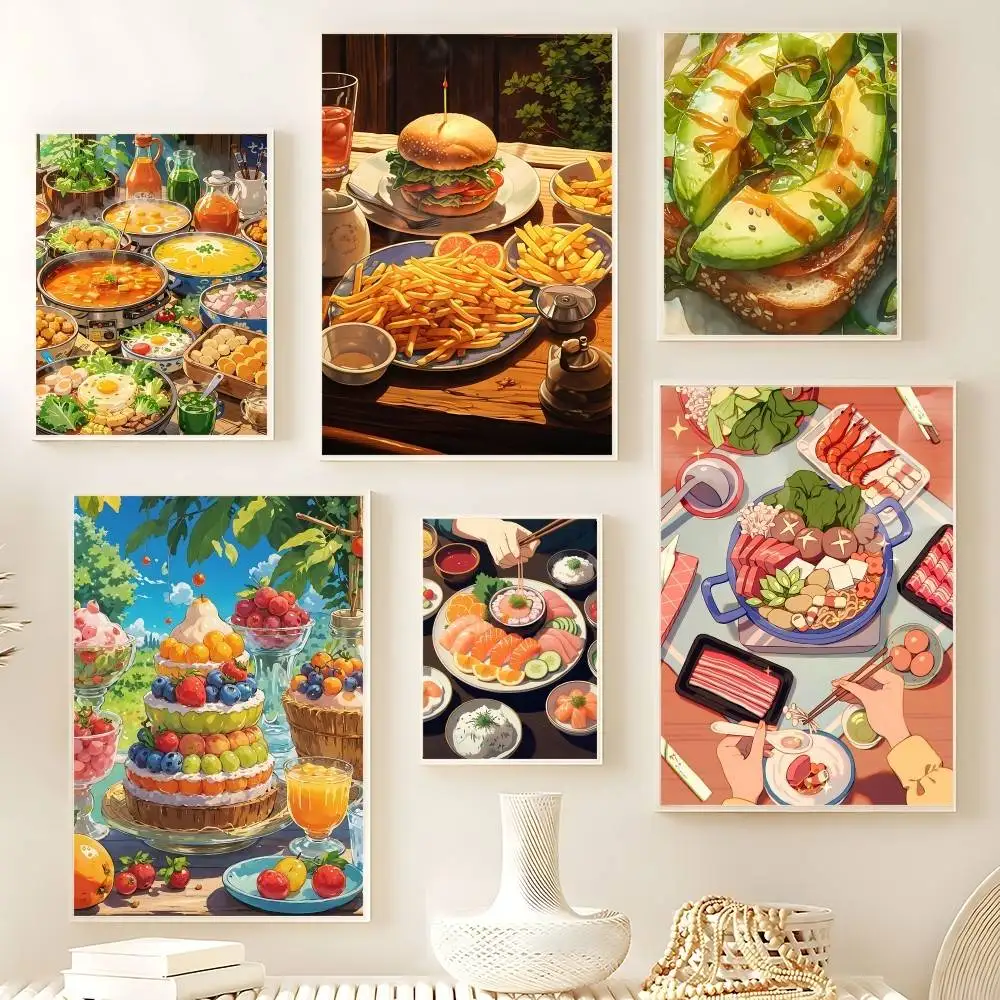 Studio Ghibli Treats Japanese Food Canvas-Hippie-Poster, HD-Qualität, Kunst-Retro-Poster für Zuhause, Zimmer, Wanddekoration, Kawaii-Raumdekoration