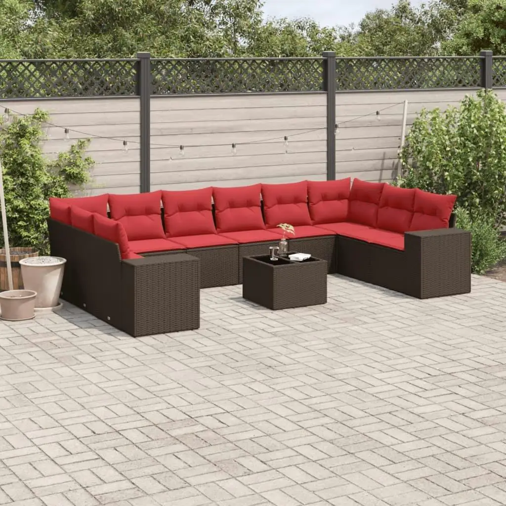 

11 Piece Outdoor Patio Sofa Set with Cushions Rattan Furniture for Garden Balcony Backyard