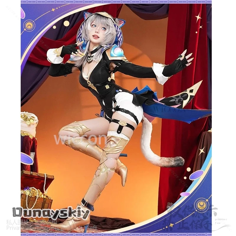 อะนิเมะเกม Honkai Star Rail คอสเพลย์ Cipher เครื่องแต่งกายเซ็กซี่แมว Furry ชุด Jumpsuit Punk Hood วิกผมรองเท้า Jirai Kei สาวที่กําหนดเอง