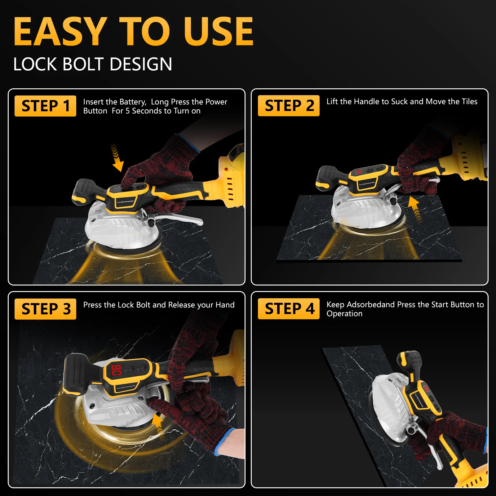 8Speed Tile Tiling Machine Tile Wall Floor Vibration Leveling Machine Cordless Tile Installation Tool Fit Compatible with Dewalt