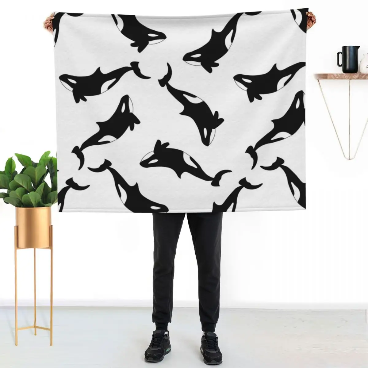 Orca Killer Whale Throw Blanket Soft Warm Blanket Gift for Men Women Adults