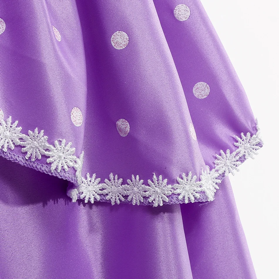 Robe de princesse Sofia pour filles, olympiques de fête d'anniversaire d'Halloween pour enfants, robe de Rhmoelleuse, manches bouffantes en os, été