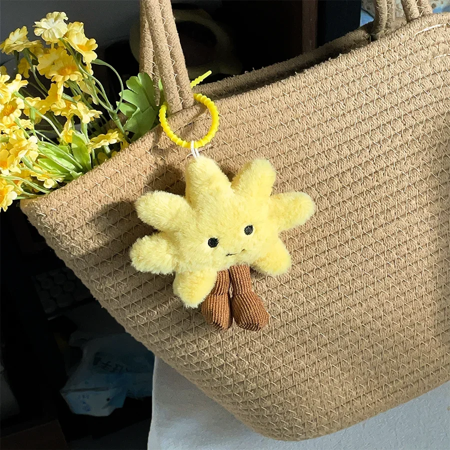 Cute sun bag pendant creative smiley plush pendant couple keychain birthday gift fun doll wedding throw soft stuffed doll doll