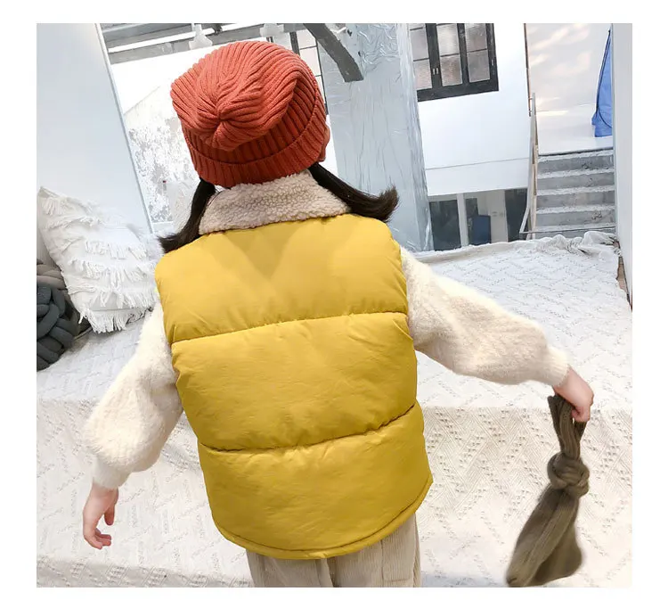 2026 Herbst Winter Kinder Plus Fleece Weste Baby Jungen Mädchen Lammwolle Gefütterte Druckknopf Warme Ärmellose Jacke Kinderkleidung – Detail 13