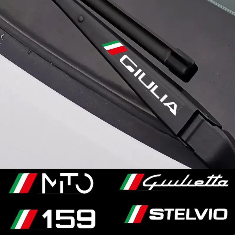 4Pcs Windshield Wiper Sticker For Alfa Romeo Sportiva Giulia Giulietta 159 156 MITO Stelvio 147 Brera