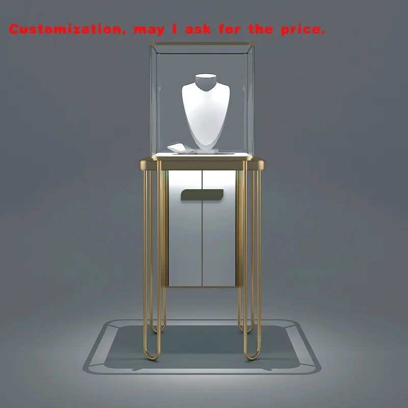 

Изготовленный на заказ высококачественный шкаф для ювелирных изделий, ожерелье, дисплей, пленка для шеи, нержавеющая сталь, прозрачное стекло, высокий дисплей