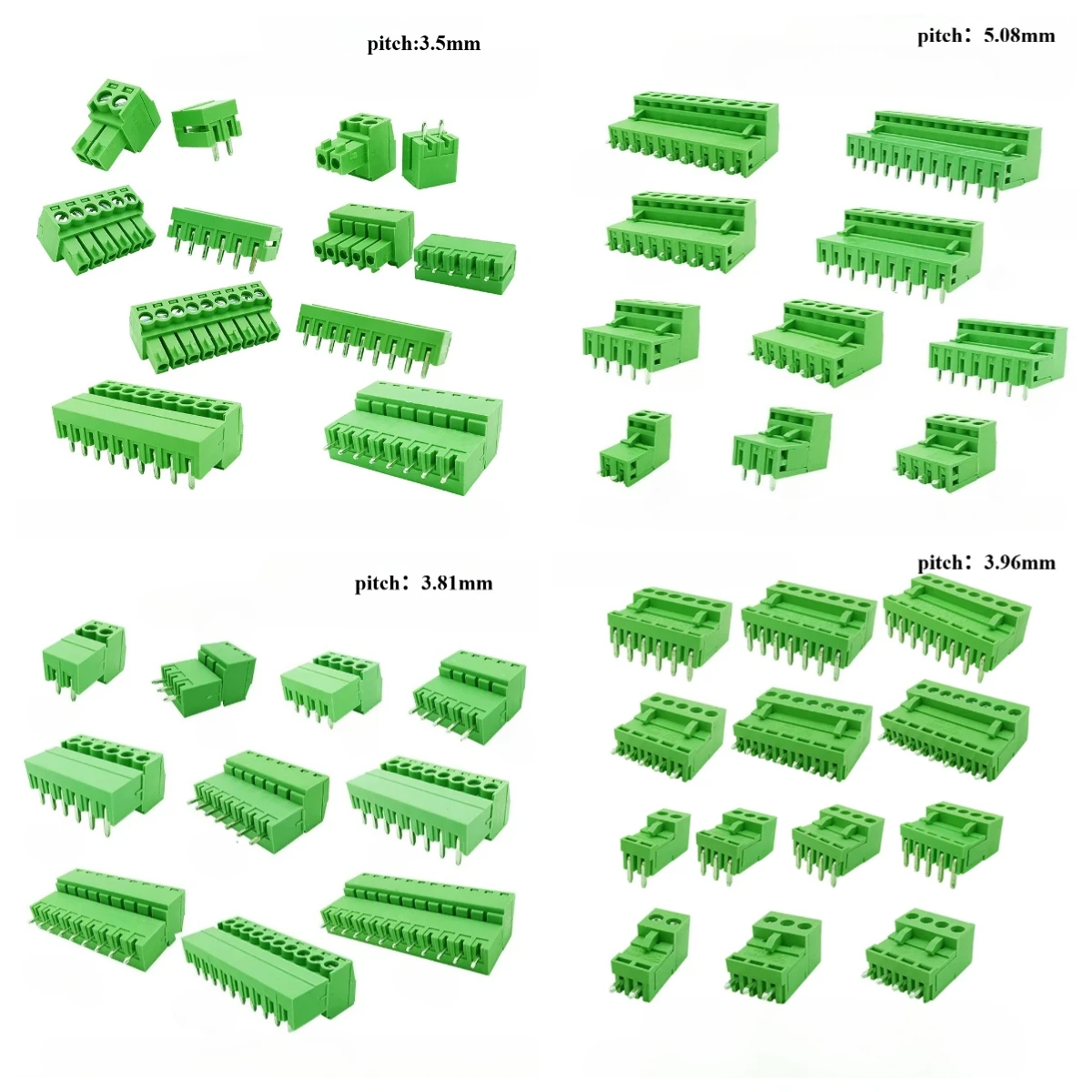 5Pair 15EDG KF2EDG 3.5mm 3.81mm 3.96mm 5.08mm PCB Screw Terminal Block 2-12Pin Male Plug Female Socket Pin Header Wire Connector