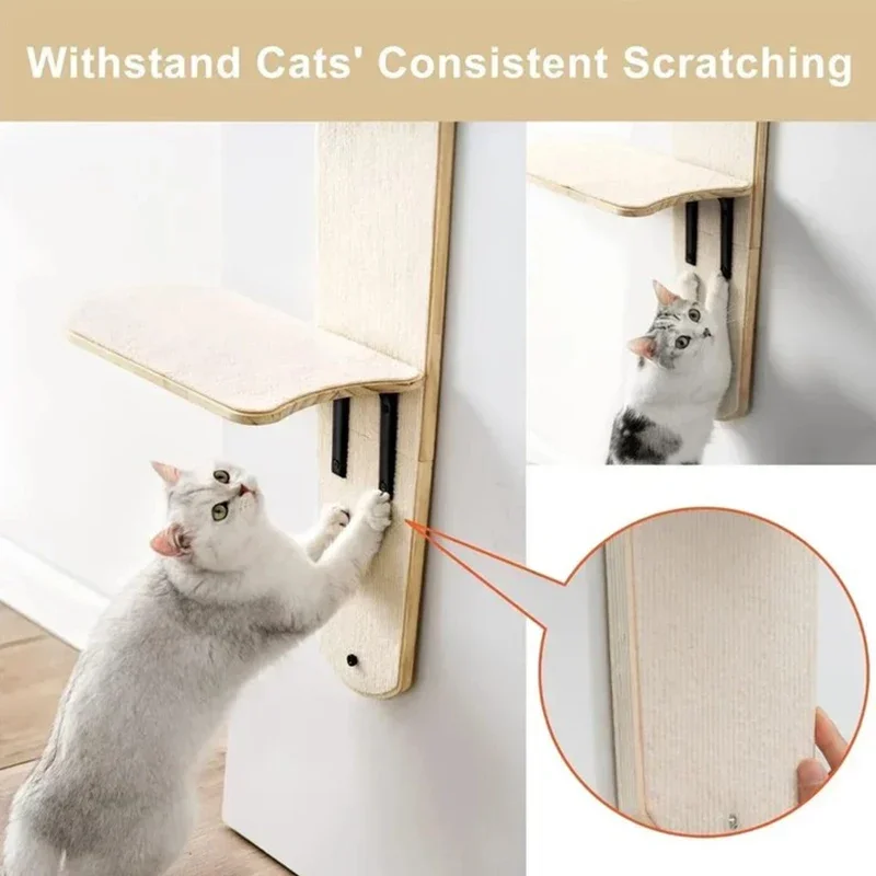 4-Levels Versatile Cat Climber Shelves Wooden Vertical Cats Board Shelf Hanging On Door Steady Cat Tree Tower cat Climbing Frame