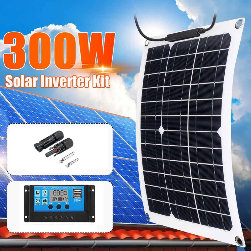 Solar Panels Battery Charger Charge Home Kit Portable 300 Watt 12V System Battery Charger Marine Caravan Waterproof 50A