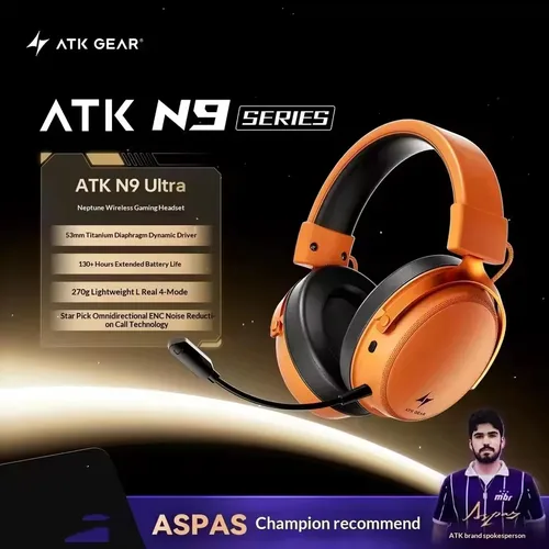 Imagen 2 del producto Auriculares Inalámbricos para Juegos ATK N9 Ultra eSports con Micrófono para PS5, PS4 y PC, Micrófono con Sonido Envolvente Virtual 7.1 y Reducción de Ruido