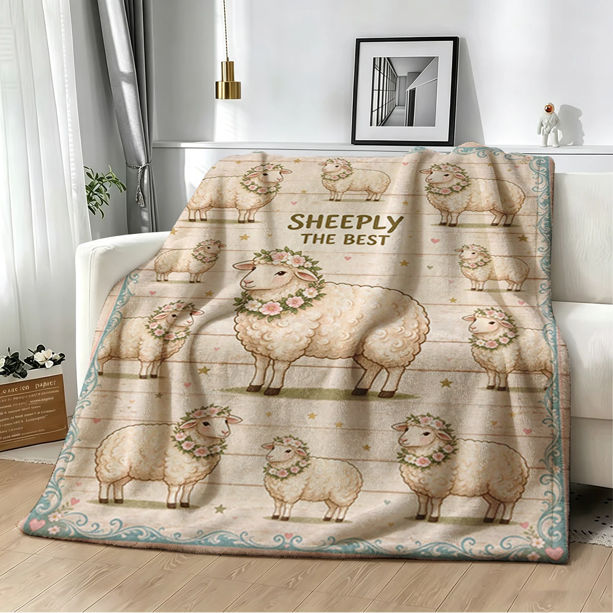 Neon Shrimp Seaweed Stars Flannel Blanket Warm Soft Halloween Christmas Decorative Couch Warm Cozy All-Season Gift