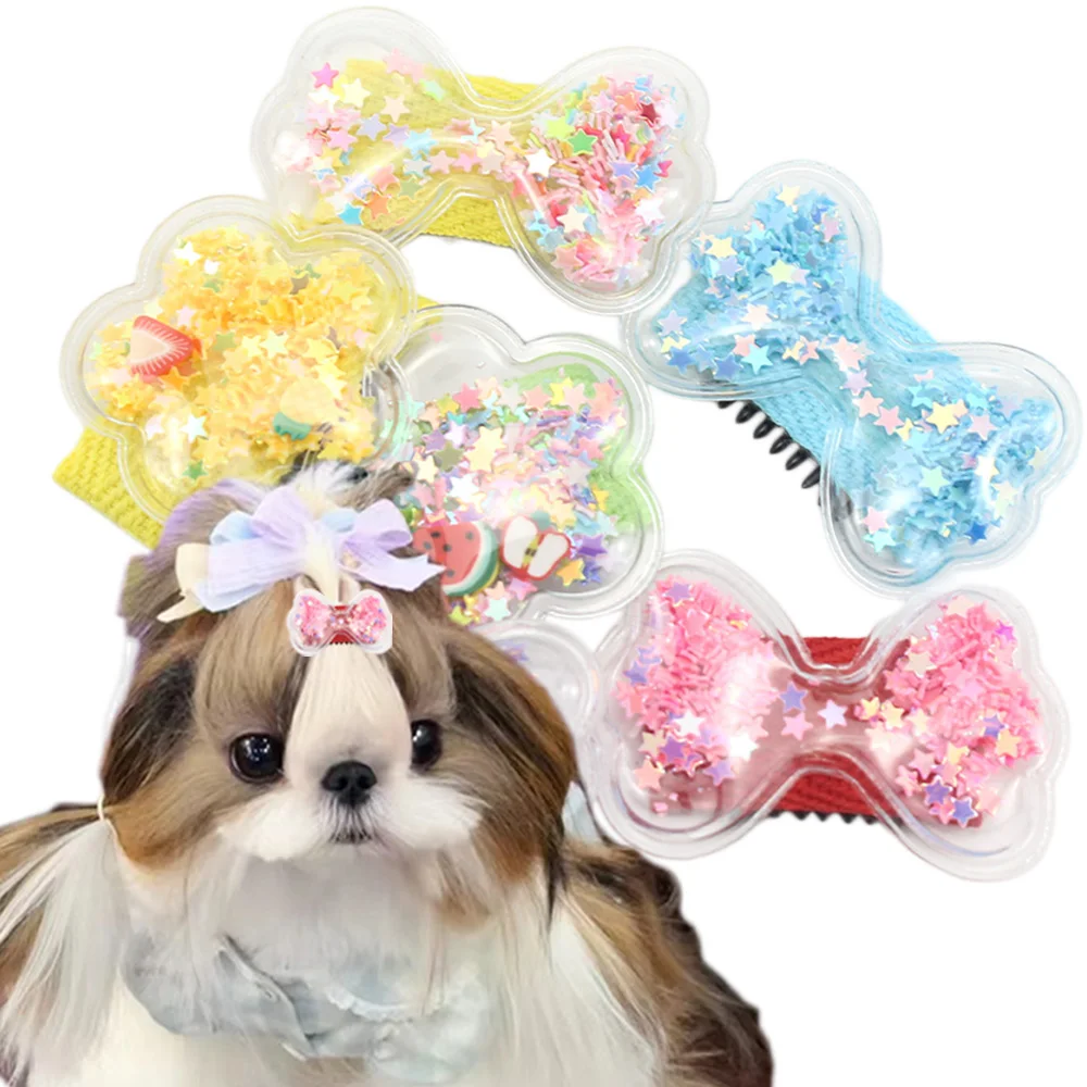 

Pet Cute Fruit Style Hairpins Pet Dog Hair Clips Puppy Cat Yorkie Sequin Bow Pet Decor Barrette Hair Accessories For Small Dogs