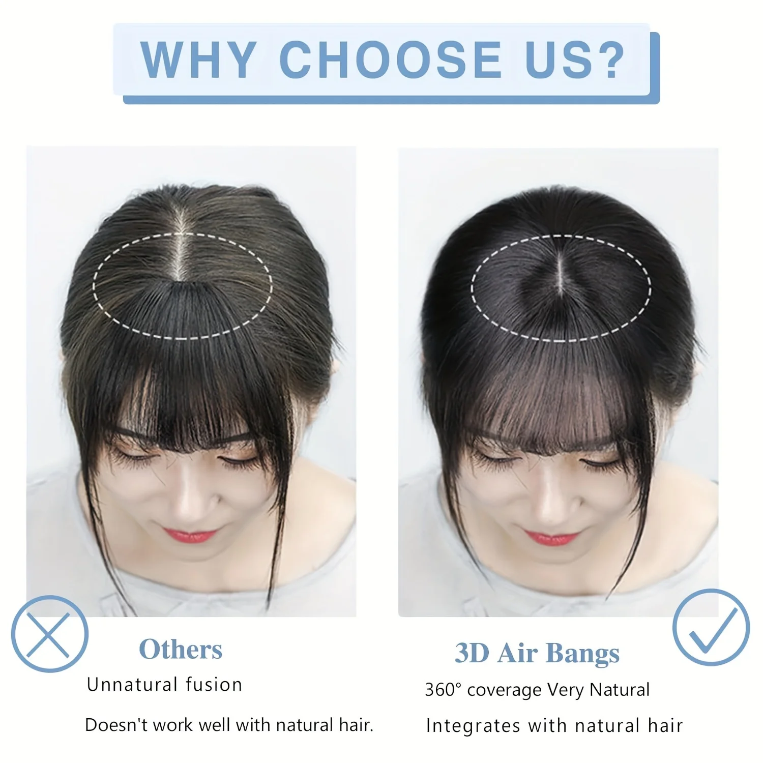 Bangs Hair Clip in Bangs 100% Real Human Hair Bangs 360° Clip on Air Bangs Hairpieces  Curved Bangs for Daily Wear(Light Brown)