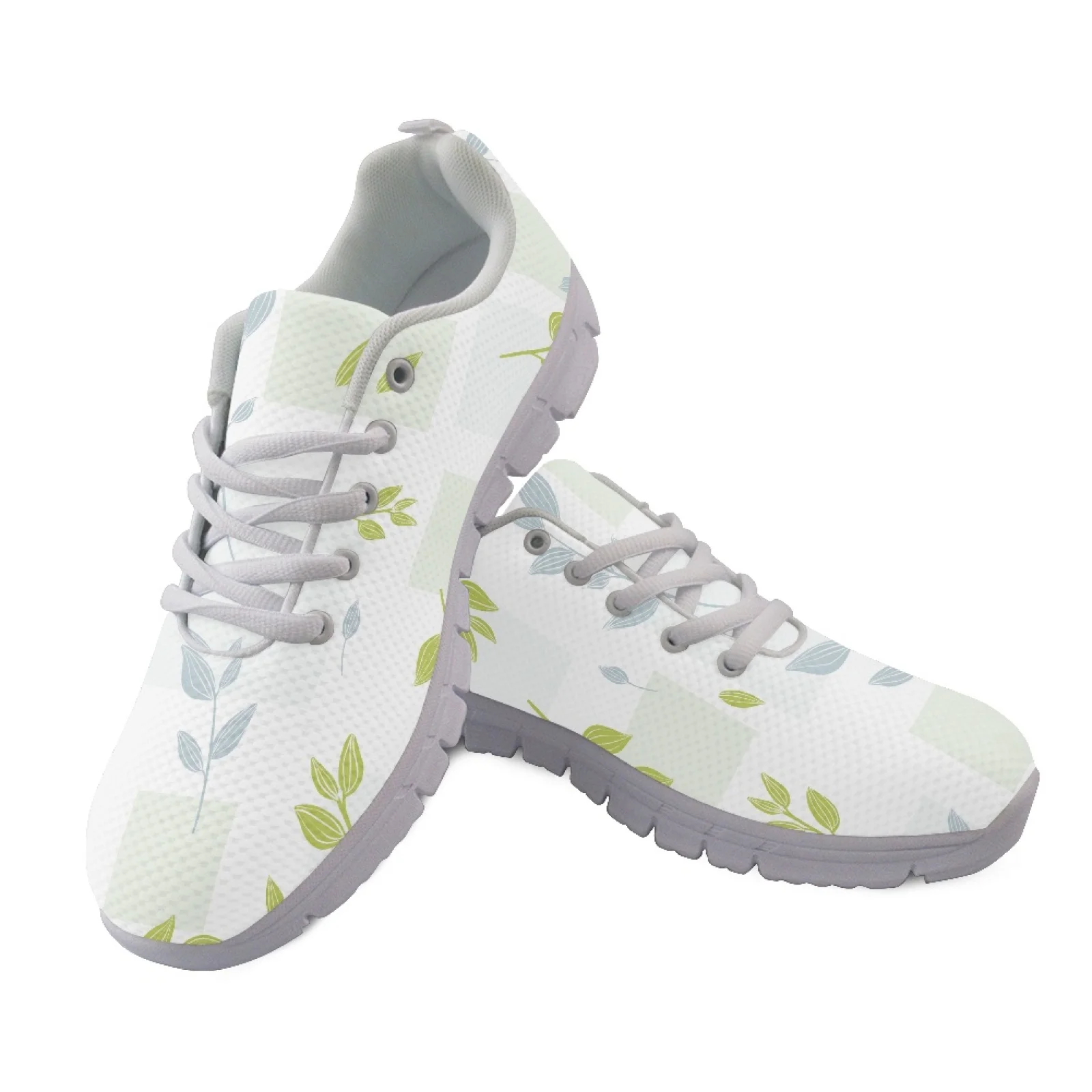 Coloranimal Leaf Pattern Fitness Sneakers Athletic Shoes for Women Breathable Tennis Shoes