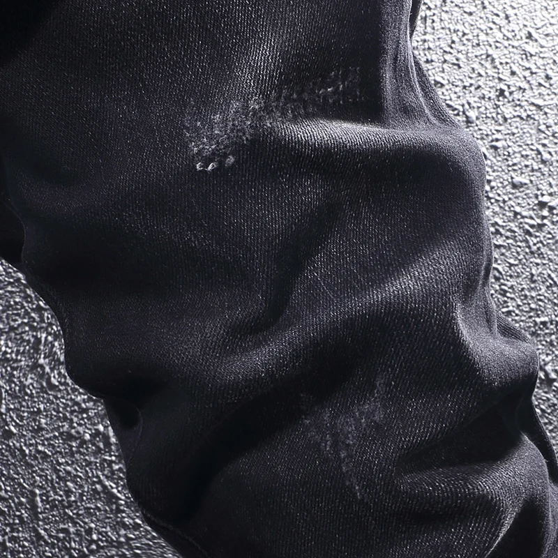 Y2K high-quality fashion new men's jeans stretch repair black jeans designer retro high-quality jeans hombre