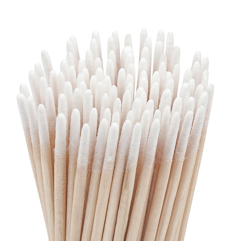 Wholesale Ultra-small Disposable Swab 100pcs Brushes Tools Wood Double-end Cotton Lint Free Micro  Glue Removing