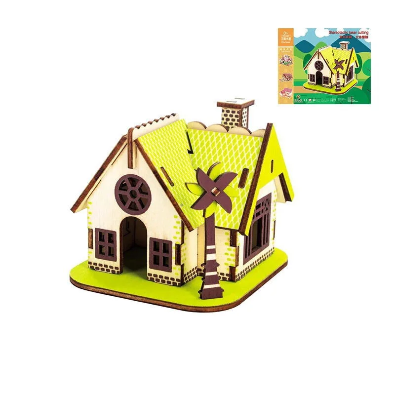 3D Holz puzzle Puzzle Schloss Haus Villa Architektur modelle DIY zusammen gebaute Kombination Kinder Handwerk Geschenke Spielzeug pädagogisch