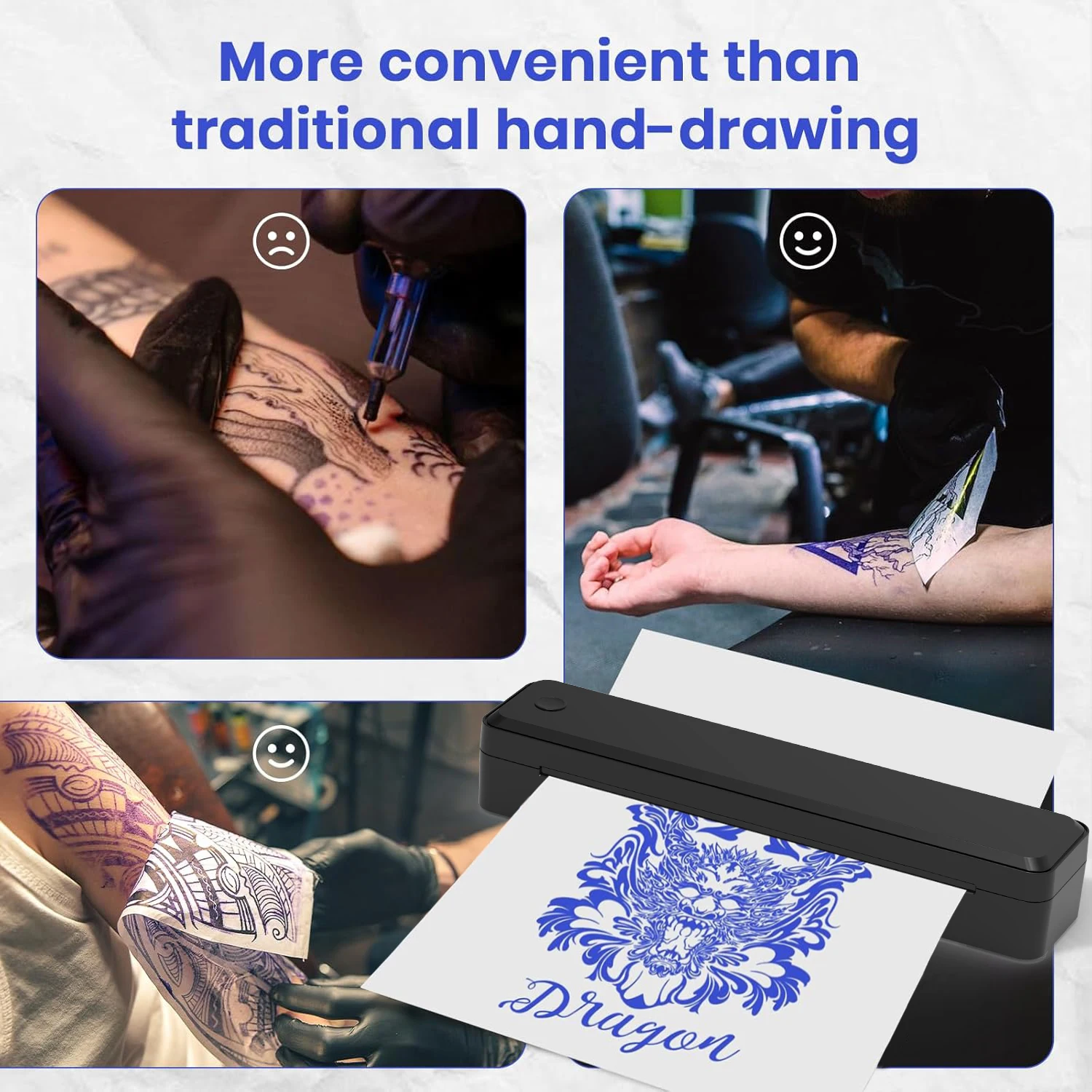Wireless Tattoo Transfer Machine Bluetooth Tattoo Thermal Stencil Printer Compatible with Smartphones&PC