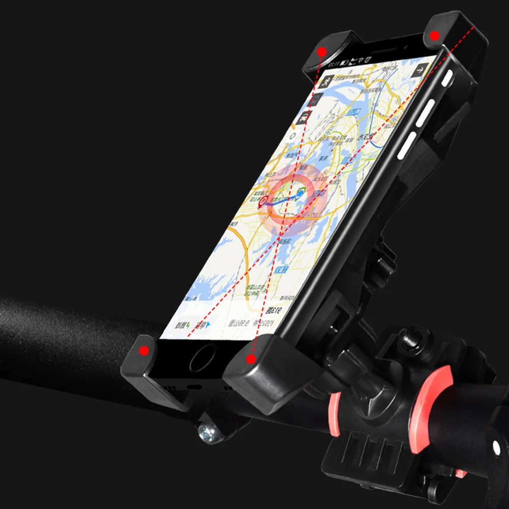 

Держатель для телефона на мотоцикл, черный, из алюминиевого сплава/нержавеющей стали/мягкой резины TPE