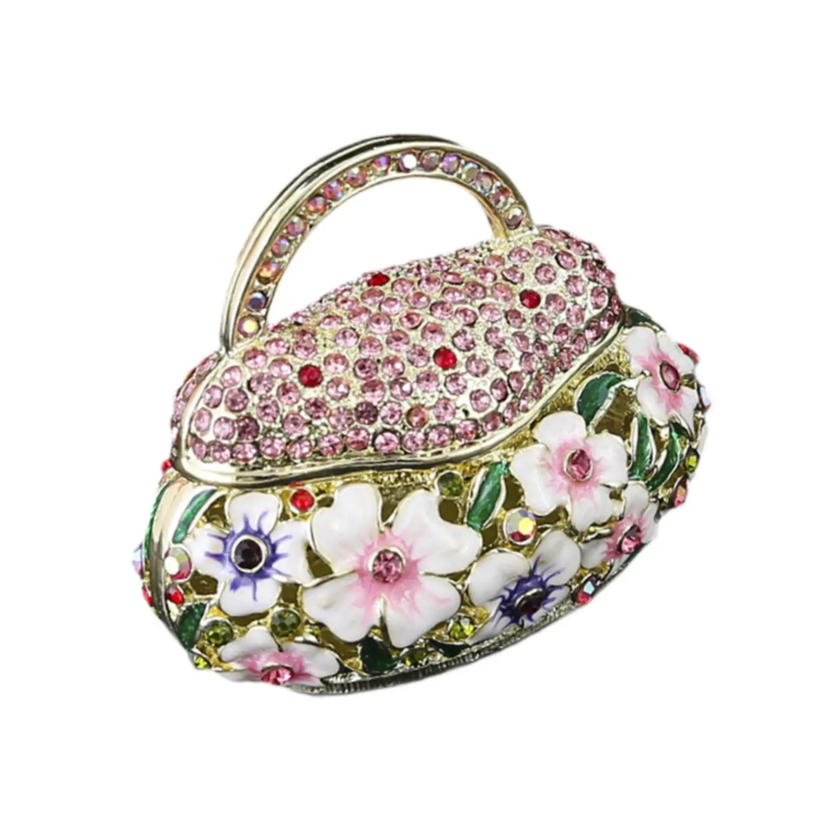 

Эмалированная шкатулка-органайзер в форме сумочки для украшений, креативный демонстрационный футляр, держатель для колец, шкатулка для памятных вещей, для центральных элементов декора