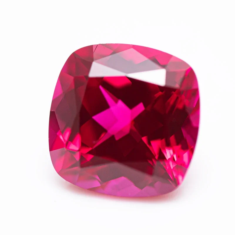 Lab Grown Ruby Red Color Square Cushion Shape Gemstone For Charms Diy Jewelry Making Ring Materials Selectable AGL Certificate