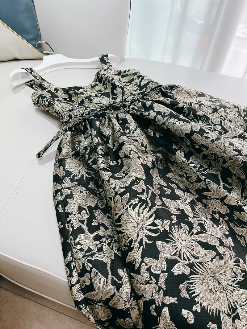 Abito da sera lungo di lusso con cinturino ricamato retrò Court Sle per giovani donne ricche Ele Aosphere Dr