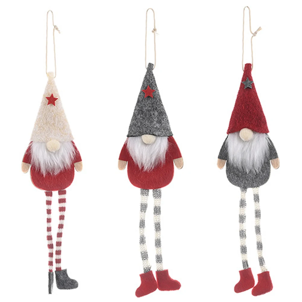 3 Pack Christmas Faceless Long Leg Gnome Santa Xmas Tree Hanging Drop Ornament Doll Decorations for Home Pendant Gifts