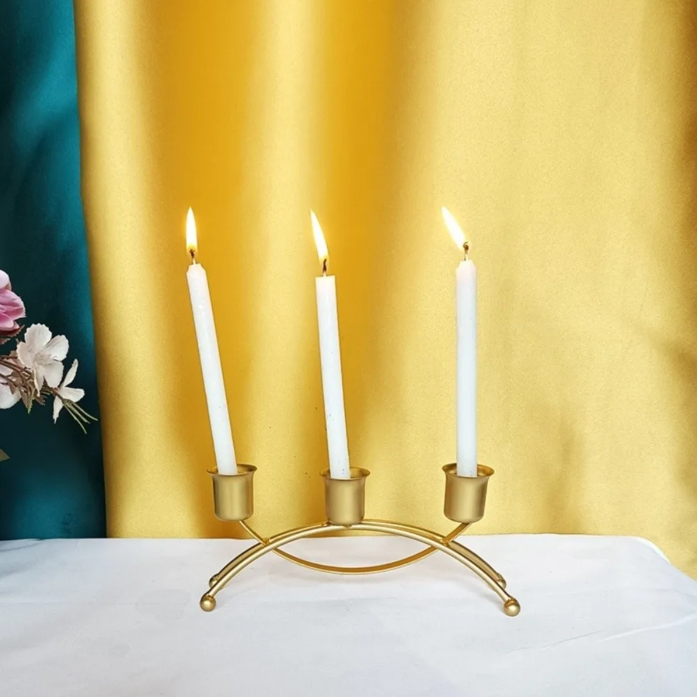 

Minimalist European Style 3 Arms Candle Holder Three Head Metal Vintage Candelabra Decorative Candle Containers Christmas Decor