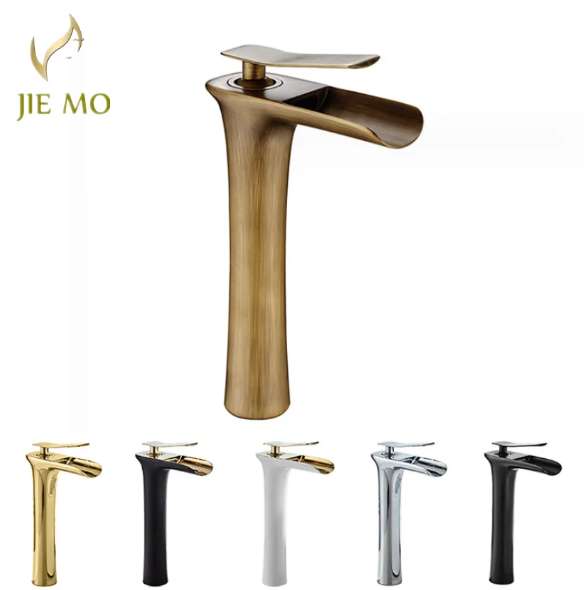 European-style bronze retro table basin faucet balcony bathroom cabinet waterfall basin cold and hot water faucet splash proof