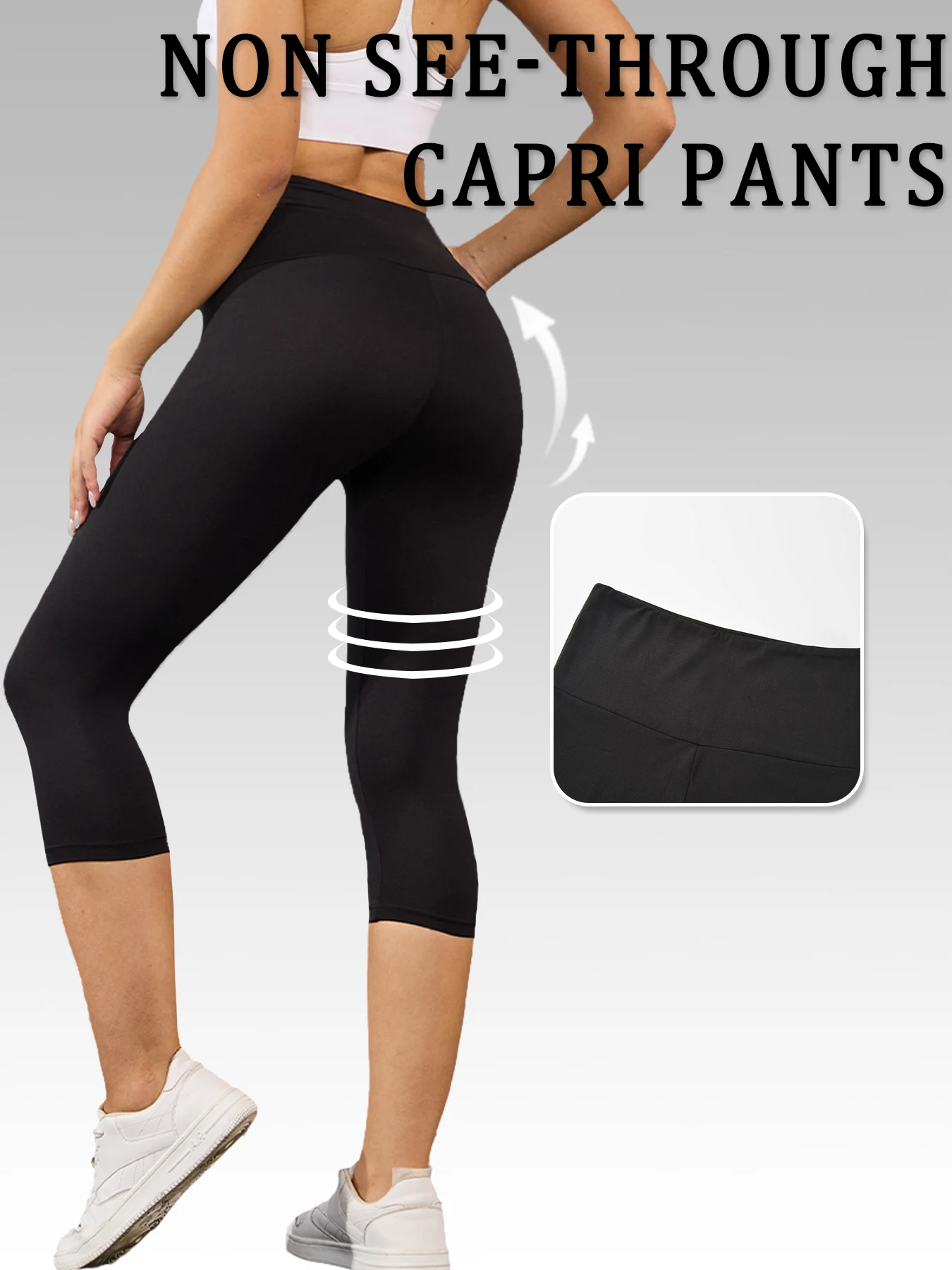 High Waisted Yoga Pants for Women Capri Pants Super Soft No See Through Workout Running Home Lounge Leggings