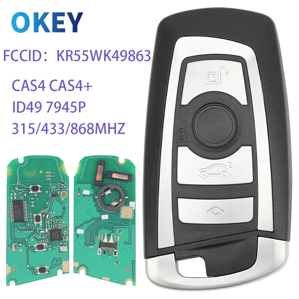 Okey Remote Smart Car Key 315/433/868Mhz For BMW F 1 2 3 4 5 6 7 CAS4+ FEM System CAS4 F System Fob KR55WK49863 Keyless Entry 