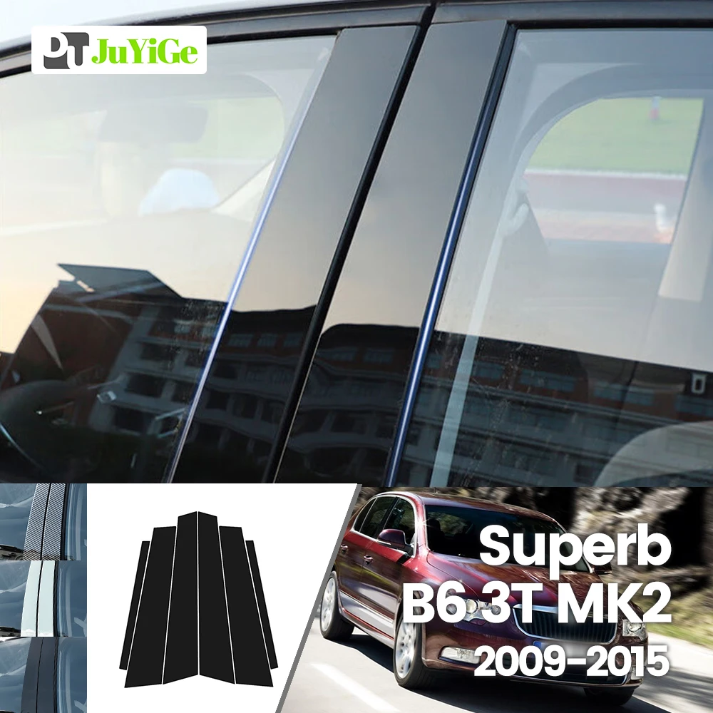 

For Skoda Superb B6 3T MK2 2009-2015 2010 2011 2012 Bright Black Carbon Fibre Window Door B C Sticker