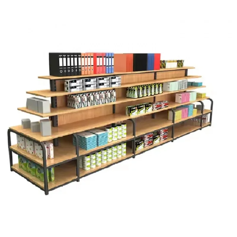 custom.Shop Design Customizable Supermarket Shelf Wooden Display Shelves Gondola Rack