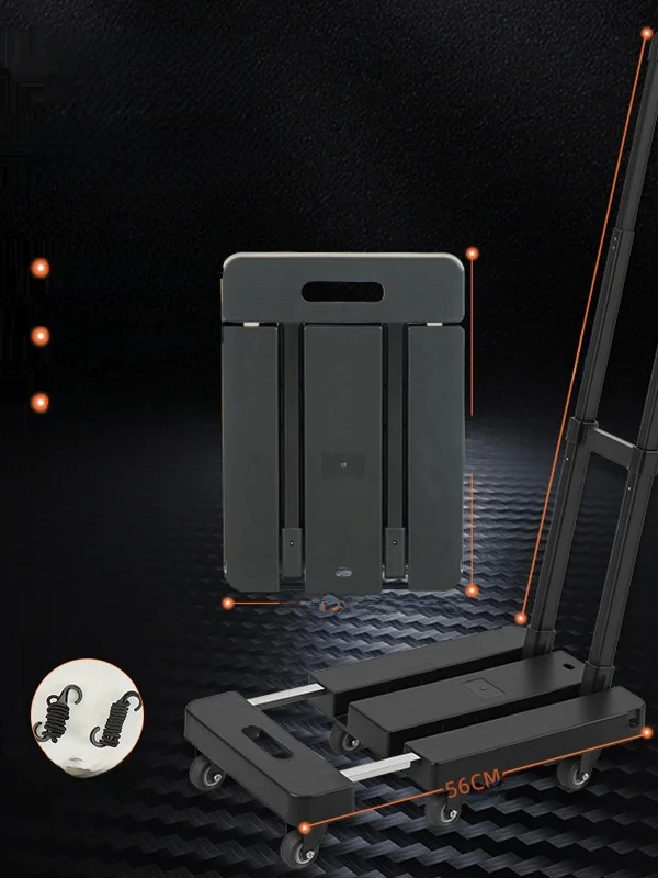 

Portable Hand-Pulled op Cart Vegetable Bung Trolley Foldable Lightweight Quiet Wheel Carts for Home Storage Organization