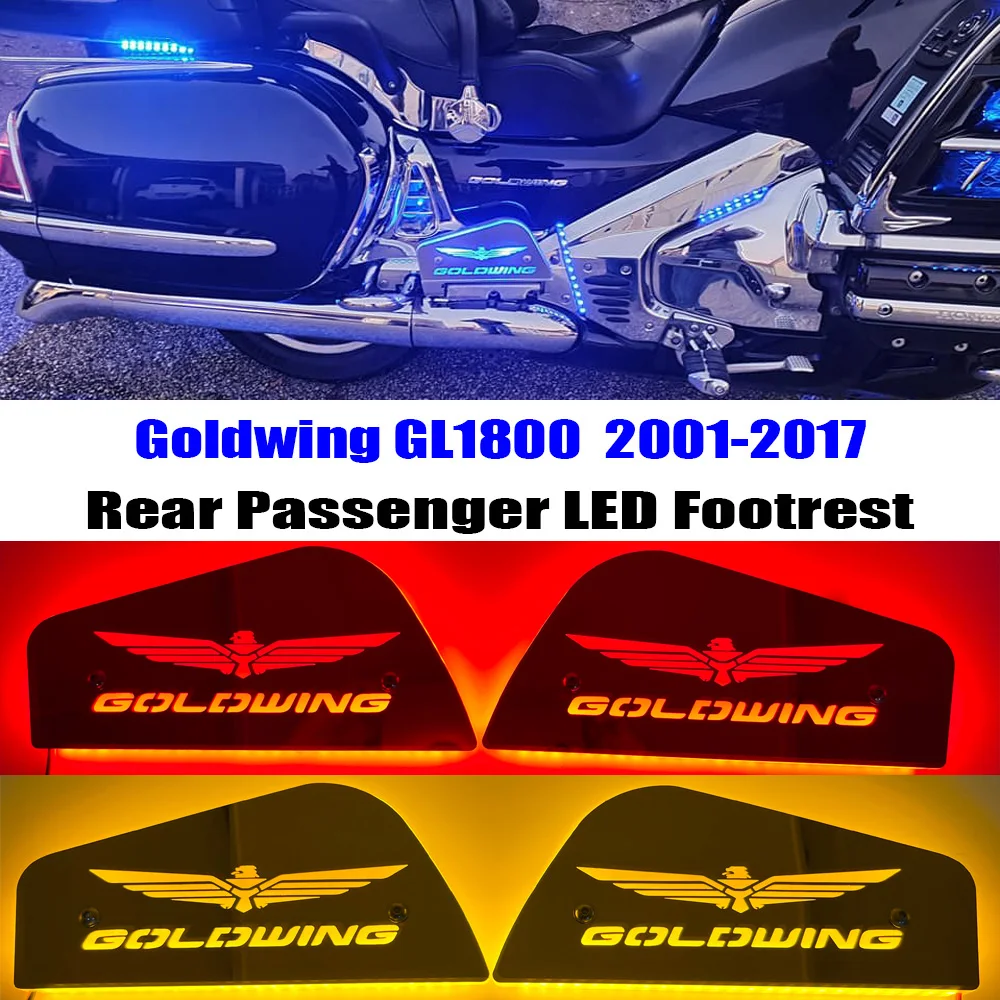 Motorcycle Passenger Footrests LED Lighting Foot Pedal For Honda Goldwing 1800 GL 1800 2001-2017 Lighting Floorboard Covers