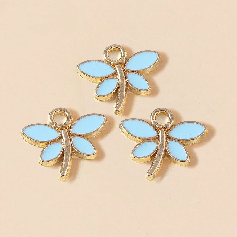 Leslie 10pcs Cute Mini Insect Dragonfly Charms for Drop Earring Necklace DIY Bracelet Pendants Jewelry Making Accessory
