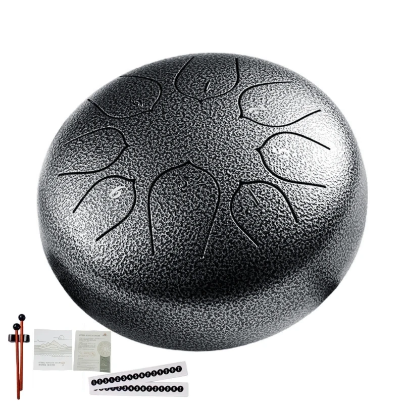 Hx6a Steel Longue Drum 8 Tones Handpan Drum 6 Inch with Tone Sticker Music Book اثنين