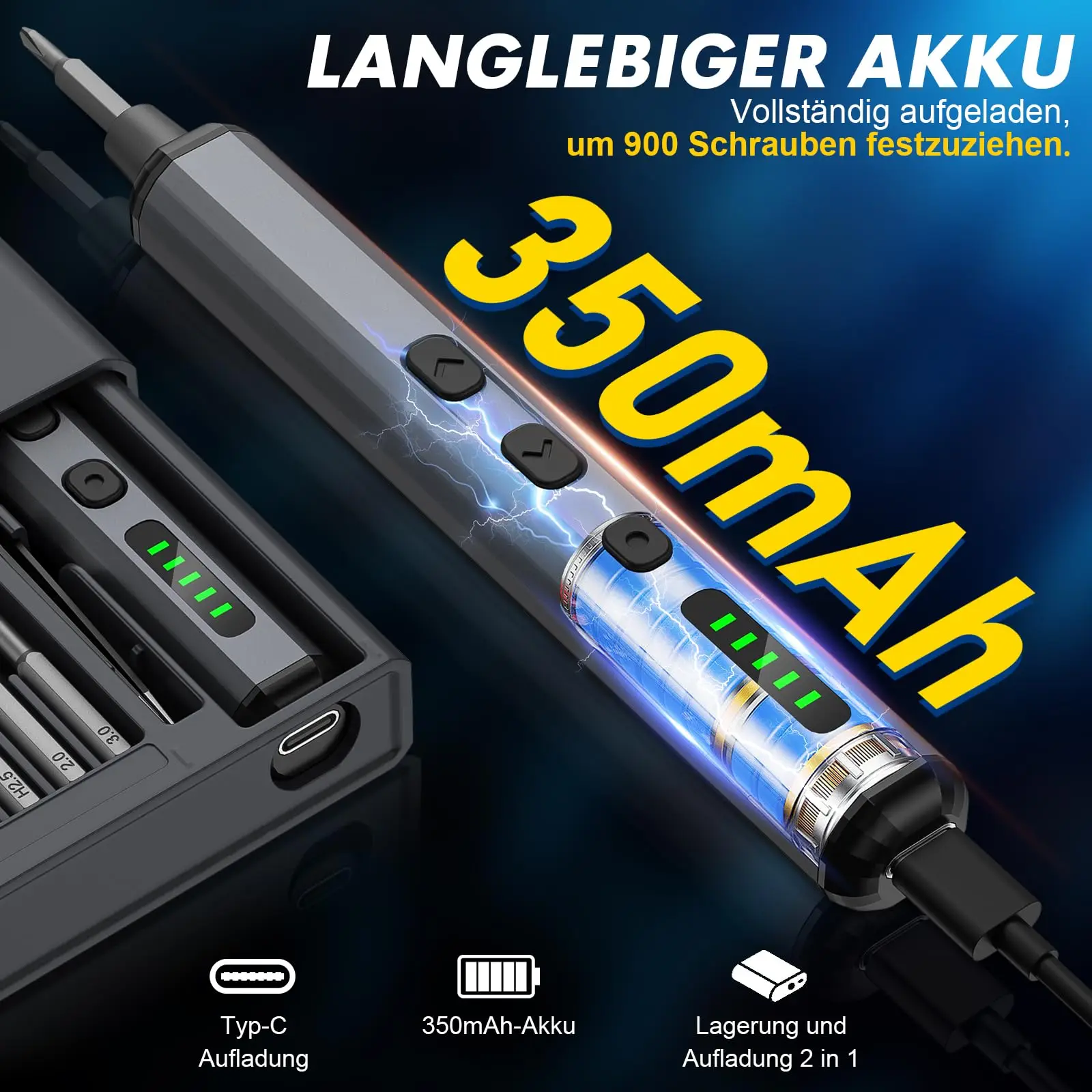 Precision Electric Screwdriver Set 68 in 1 Cordless 64 S2 Precision Drill Bits 5 Torque Settings LED Hand Repair Tool Kit