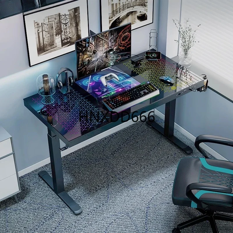 Chassis integrated tempered glass electric lifting table desktop computer table