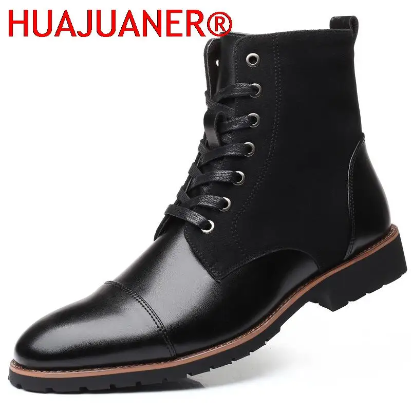 HUAJUANER Plus Size 48 2023 Mens Autumn Winter Shoes High Top British Style Boots Men Korean Joker Short Boots Botas Hombre Piel