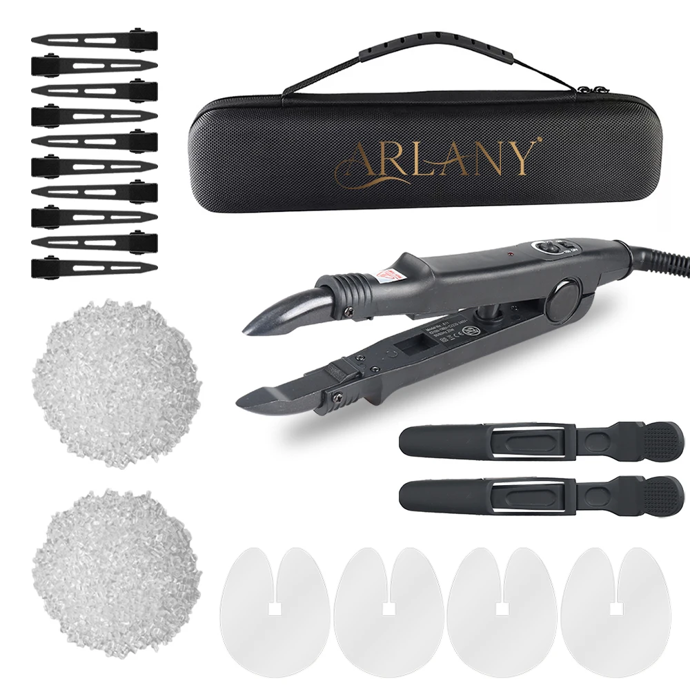 

ARLANY Комплект соединителей для волос Fusion Heat Iron с 4 шт. акриловыми защитными плентами, 2 шт., 40 г, кератиновый клей, 12 шт., матовые заколки для волос