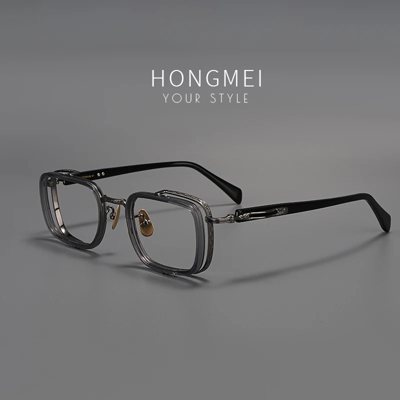 HONGMEI Luxury eyeglass frames titaniPrescription men reading glasses women Myopia Computer blue light prevention discoloration