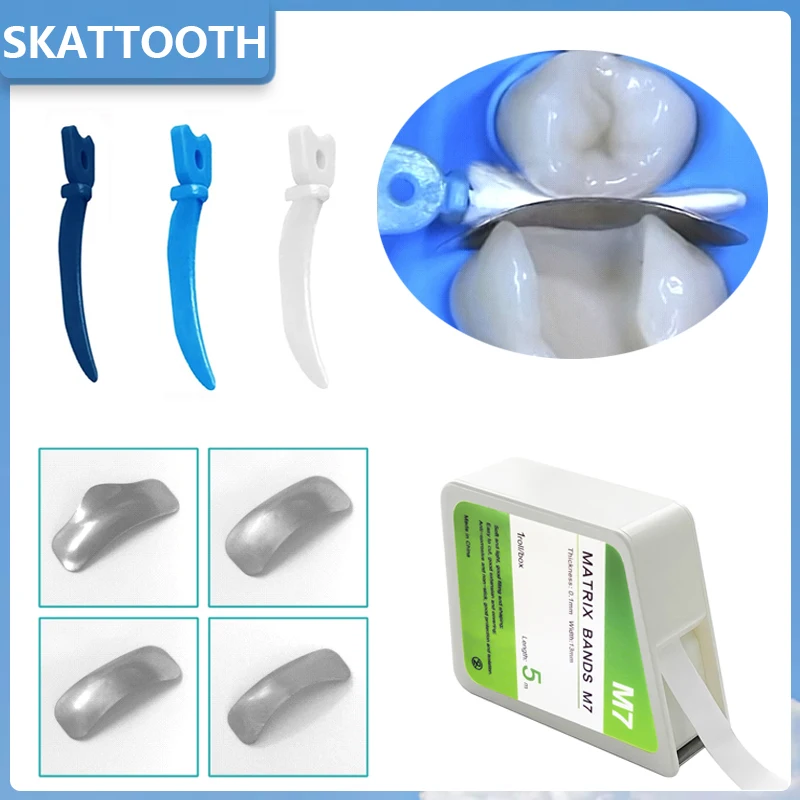 

Dental Sectional Contoured Matrix System with 50pcs metal matrix+1roll Teflon matrix+120pcs plastic wedges for tooth restoration