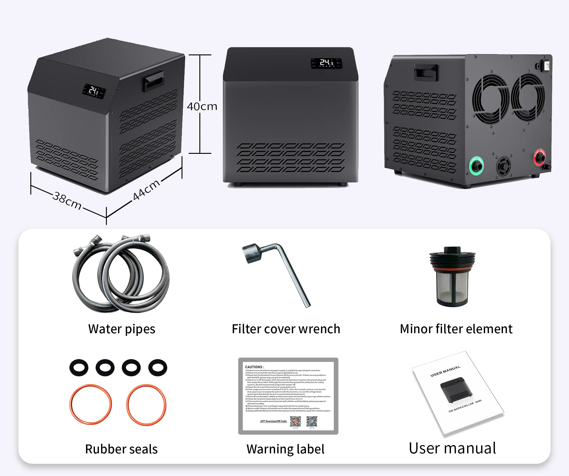 Portable 220V Cold Water Plunge Cooler Ice Bath Chiller Machine Compressor Pump Remote Control Wi-Fi Enabled Accurate