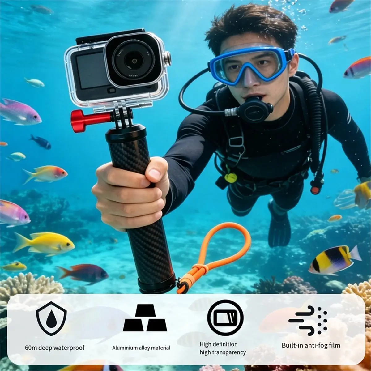 giftnew For Action6 Camera Diving Hull +Water Floating Hand Grip Float Handle Mount Handheld Buoyancy Bars Accessories
