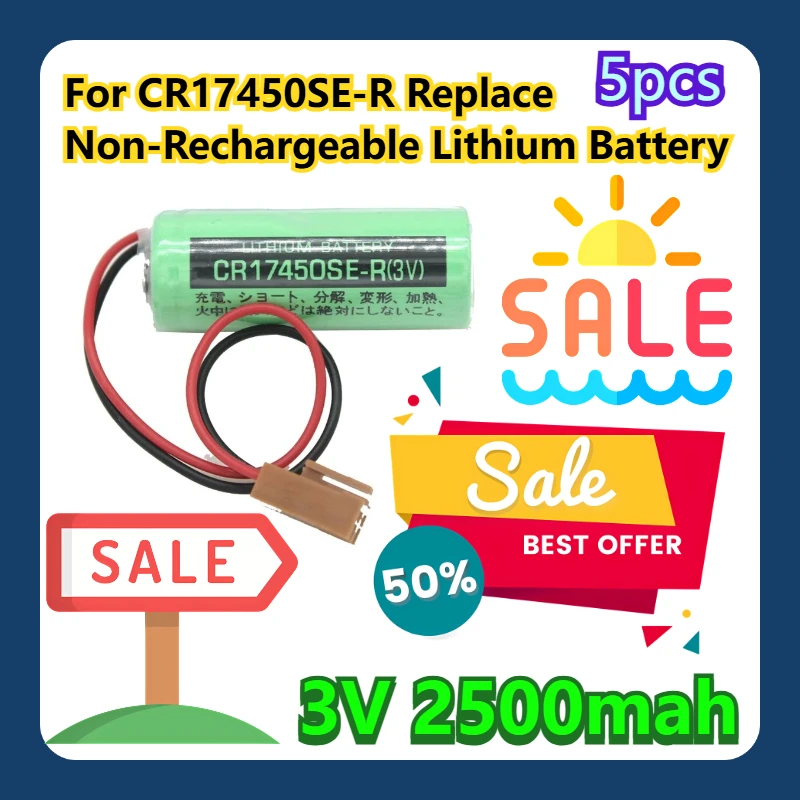 

For CR17450SE-R 3V 2500mah Replace Non-Rechargeable Lithium Battery 5pcs