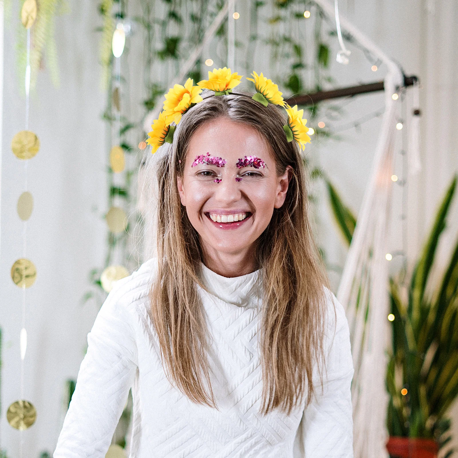 

Handmadewomen'S Hair Accessories Elegant Daisy Floral Crown Wedding Party Sunflower Headband Flower Headdress For Cosplay