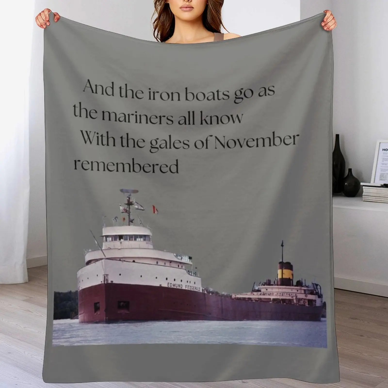

History -- Edmund Fitzgerald Throw Blanket valentine gift ideas Soft Plaid Retros Sleeping Bag Blankets