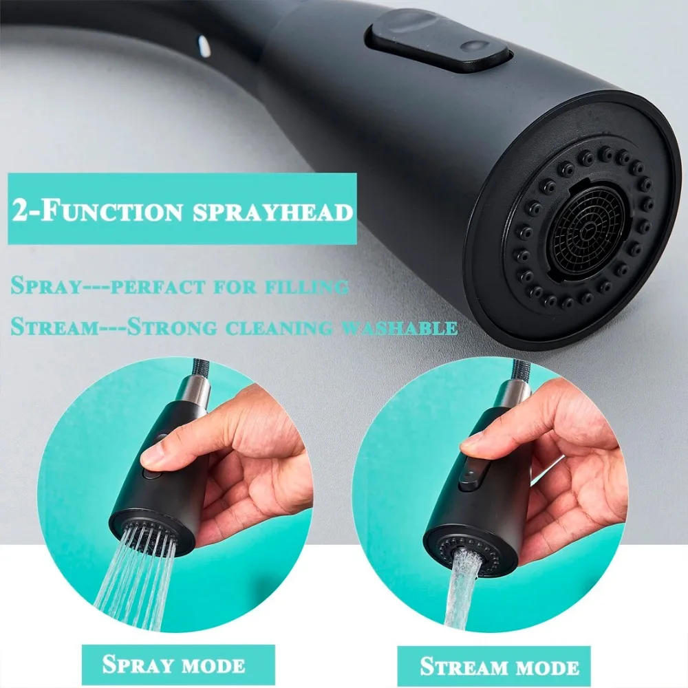304 Stainless Steel Kitchen Faucet Single Hole Pull Out Spout Kitchen Sink Mixer Tap Stream Sprayer Head 360 Rotation Faucet